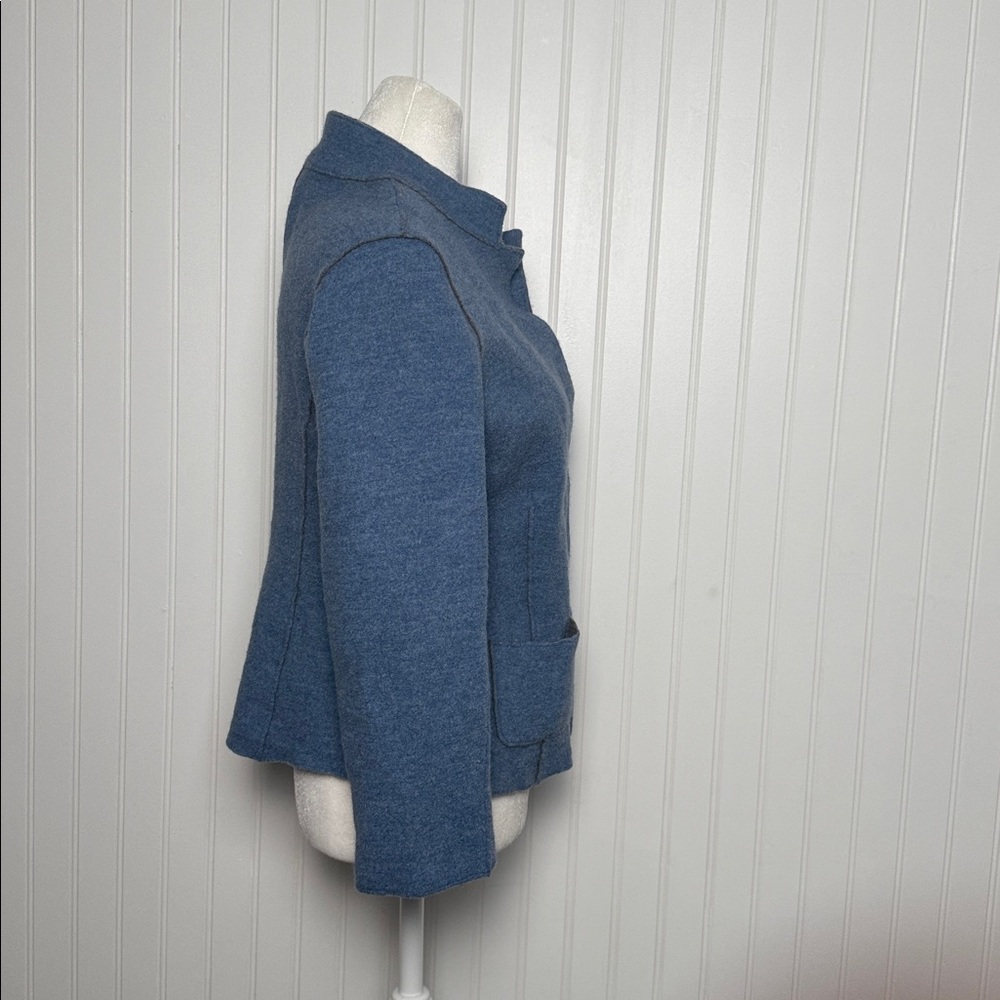 EILEEN FISHER 96% MERINO WOOL Blue Button-Up Jacket - Picture 5 of 16